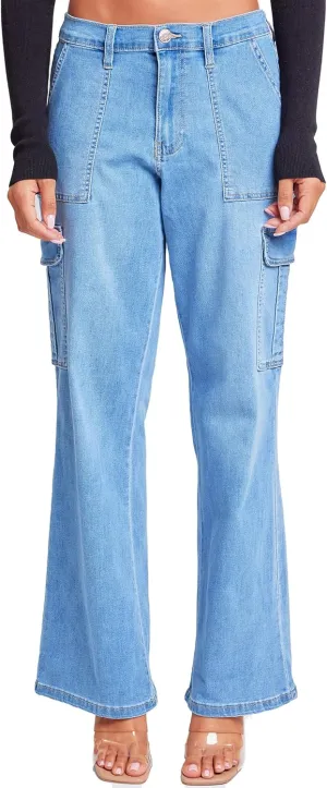 YMI Women´s Elastic Waist Straight Leg Cargo Jean