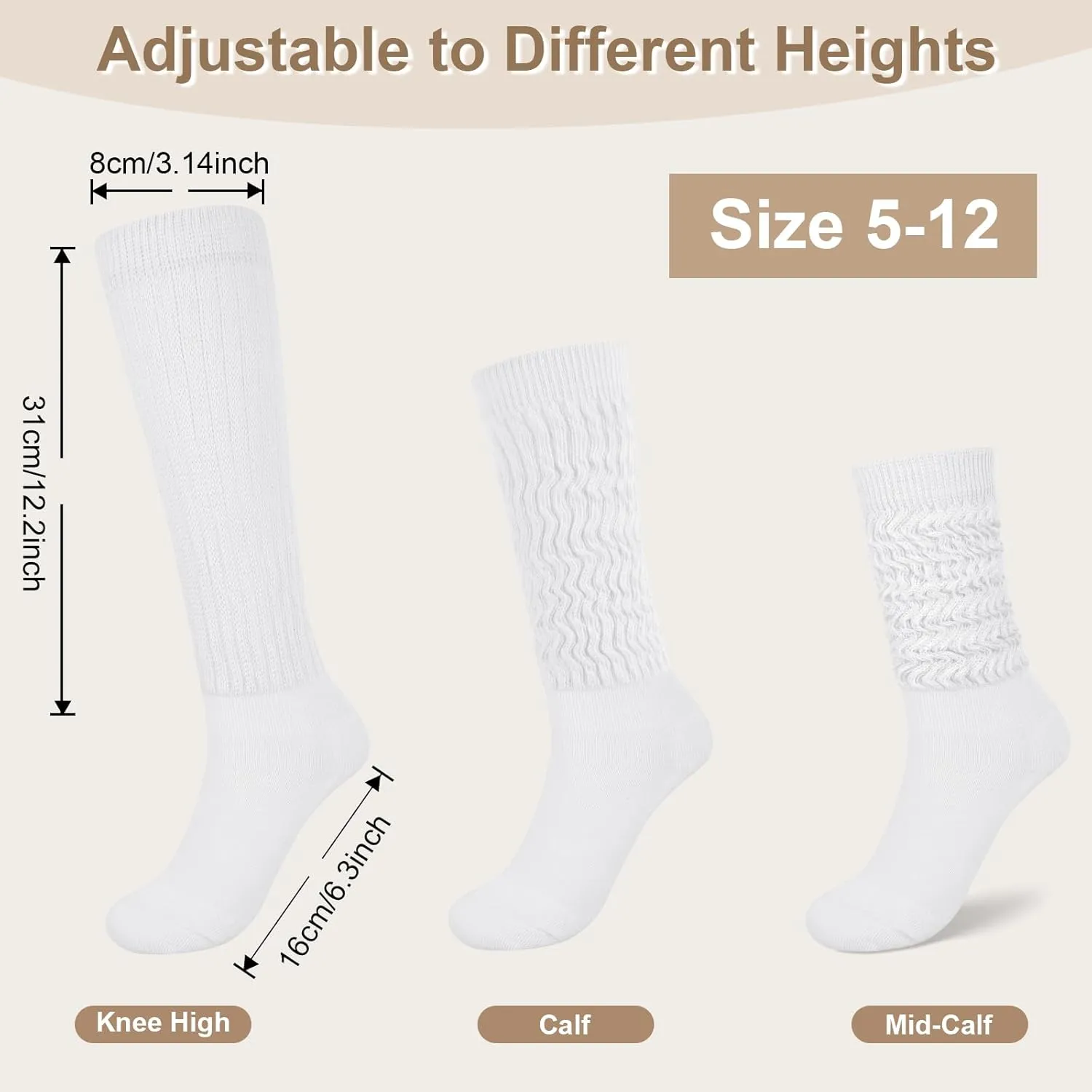 YSense 6 Pairs Slouch Socks Women, Thigh High Long Boot Stockings for Women, Soft Knit Casual Crew Slouchy Socks for Winter