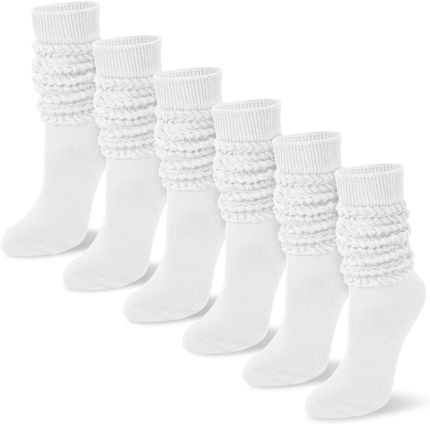 YSense 6 Pairs Slouch Socks Women, Thigh High Long Boot Stockings for Women, Soft Knit Casual Crew Slouchy Socks for Winter