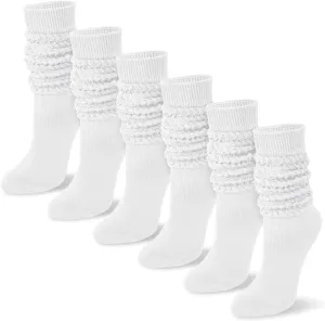 YSense 6 Pairs Slouch Socks Women, Thigh High Long Boot Stockings for Women, Soft Knit Casual Crew Slouchy Socks for Winter