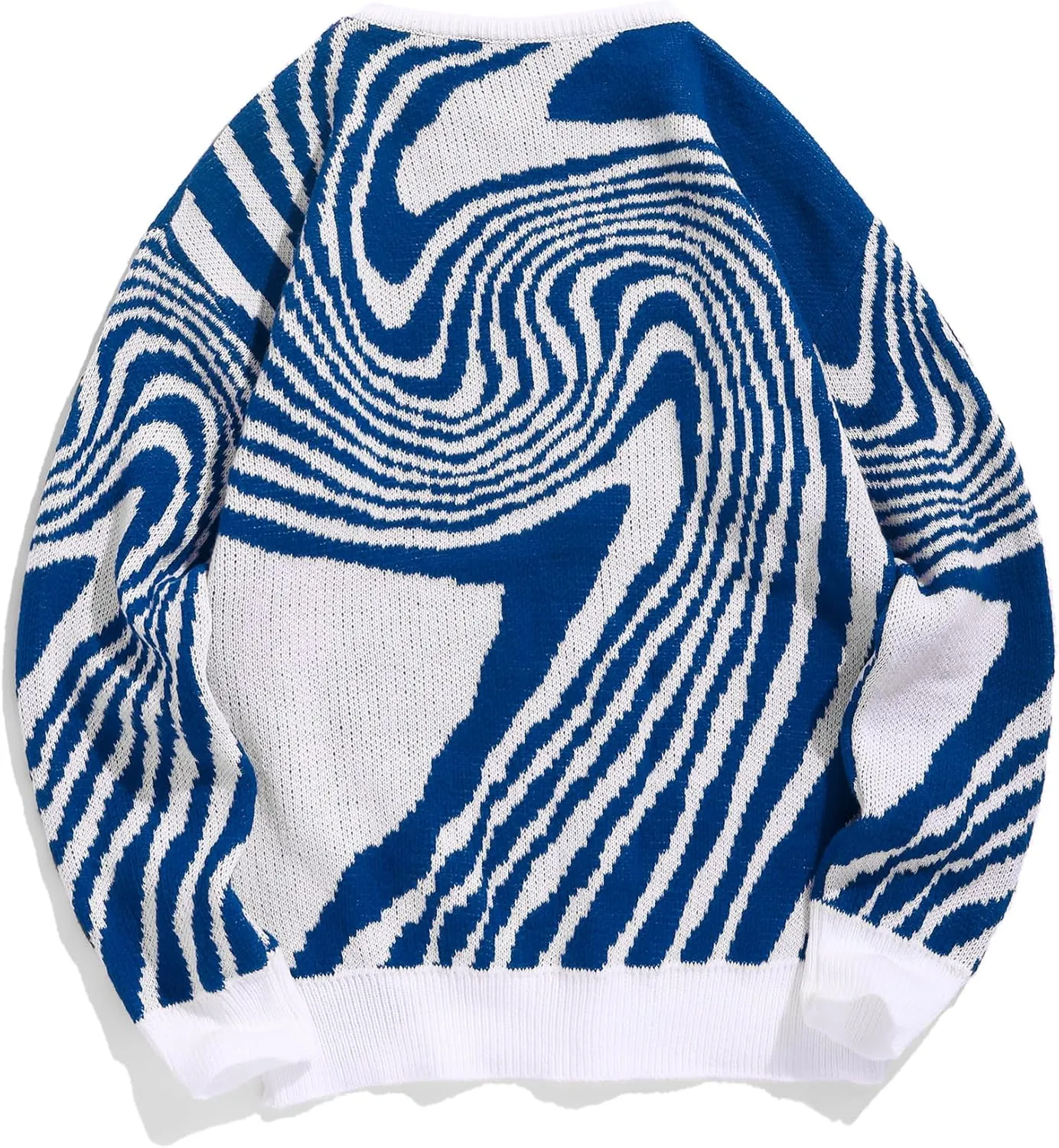 ZAFUL Mens Crewneck Oversized Sweaters Y2K Aesthetic Flame Graphic Knitted Sweater Casual Pullover Long Sleeve Jumpers
