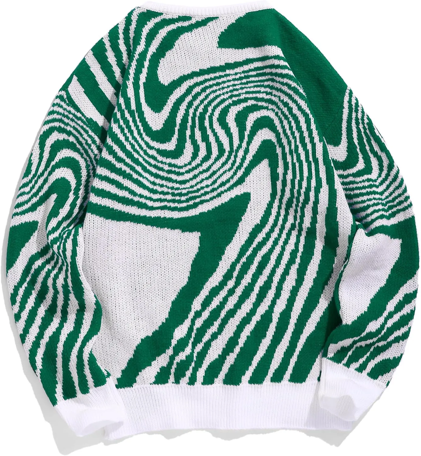 ZAFUL Mens Crewneck Oversized Sweaters Y2K Aesthetic Flame Graphic Knitted Sweater Casual Pullover Long Sleeve Jumpers
