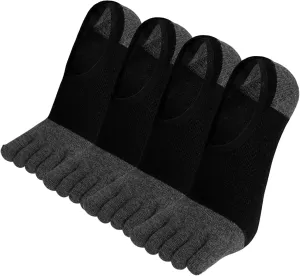 ZAKASA No-Show Toe Socks Men: Five Finger Socks Invisible Liner Low Cut for Running Loafers Athletic Shoes