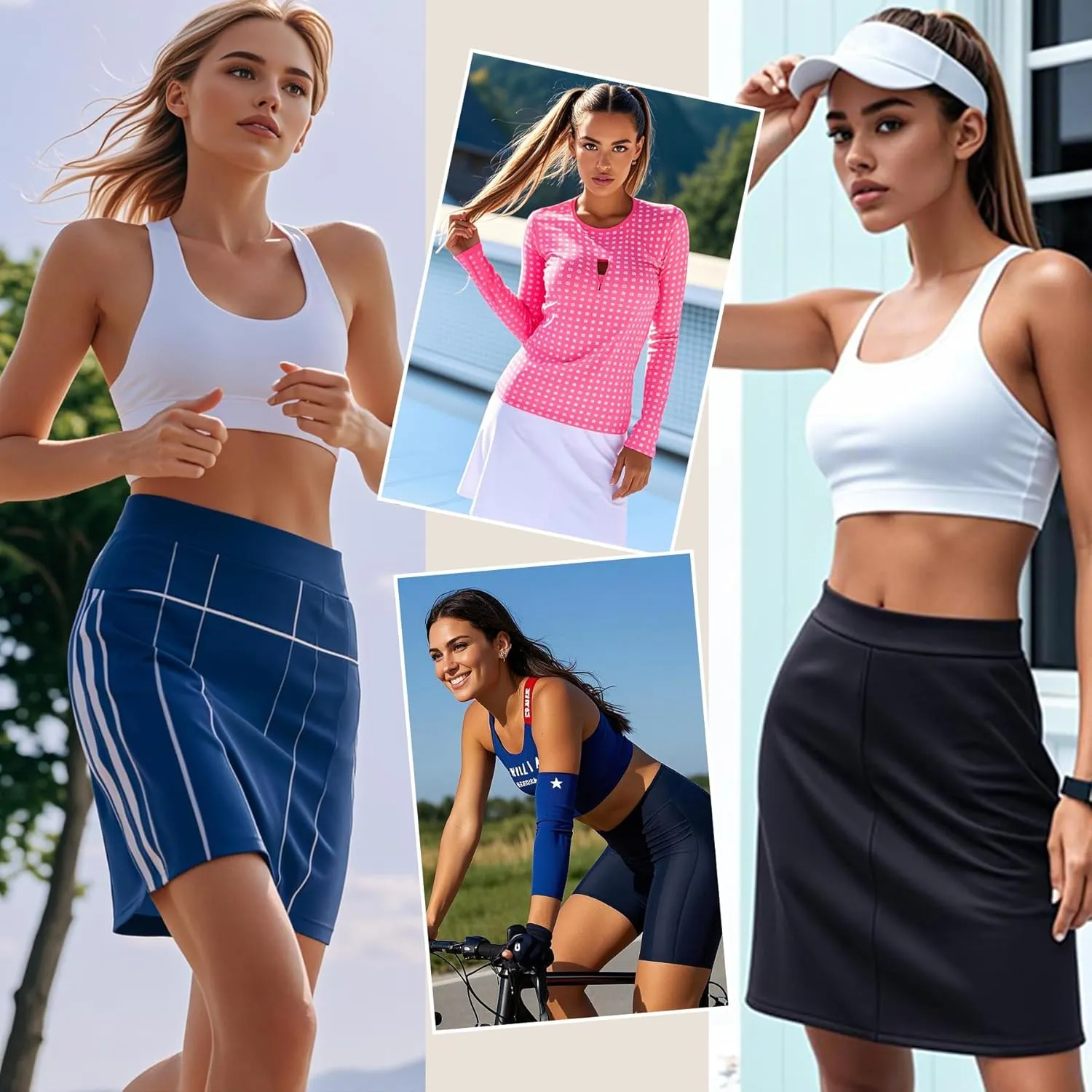 Zando Skorts for Women Dressy Casual Knee Length Skirts for Women with Pockets Athletic Drawstring Skirt Golf Tennis