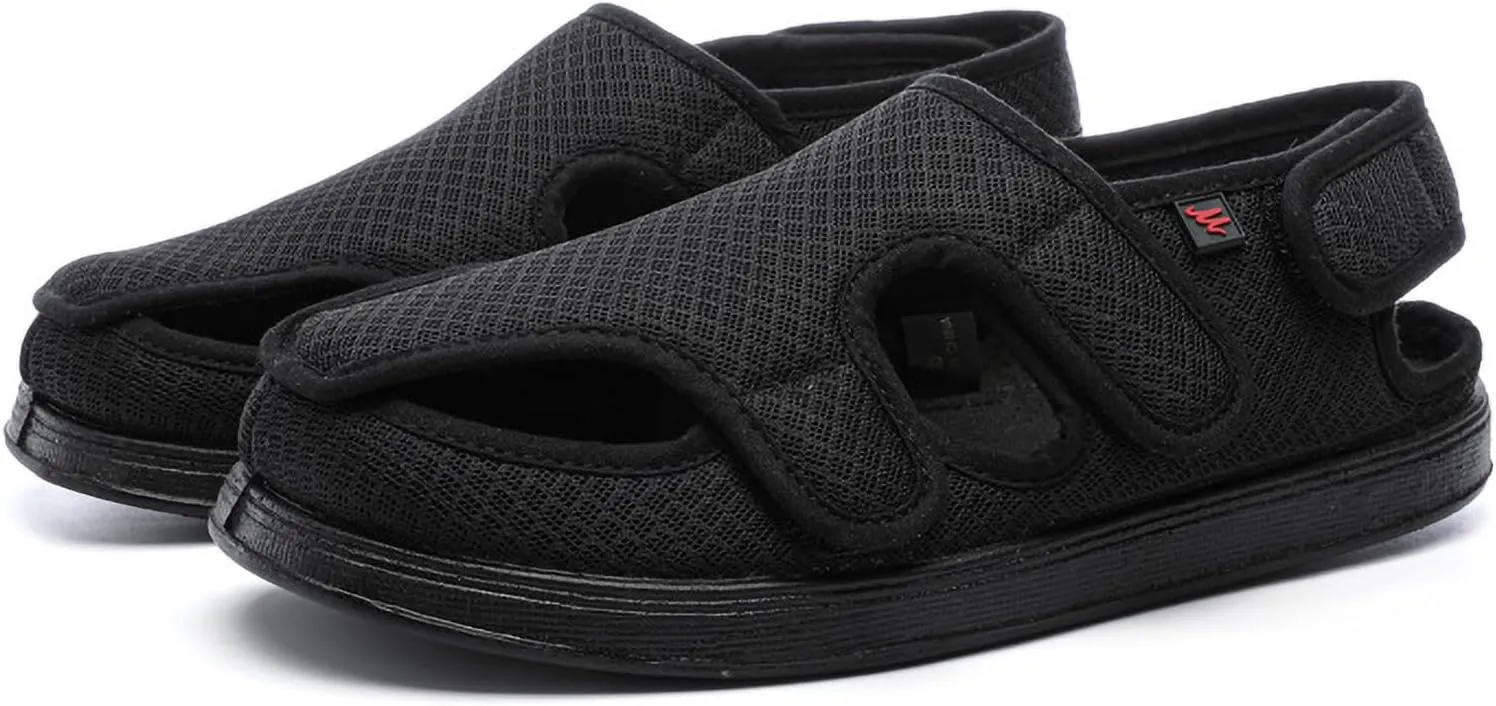 ZGDG Shoes Sandals for Women Swollen Feet with Adjustable Velco Easy Closure Extra Wide Toed Slippers for Seniors Diabetic Shoes - Indoor & Outdoor