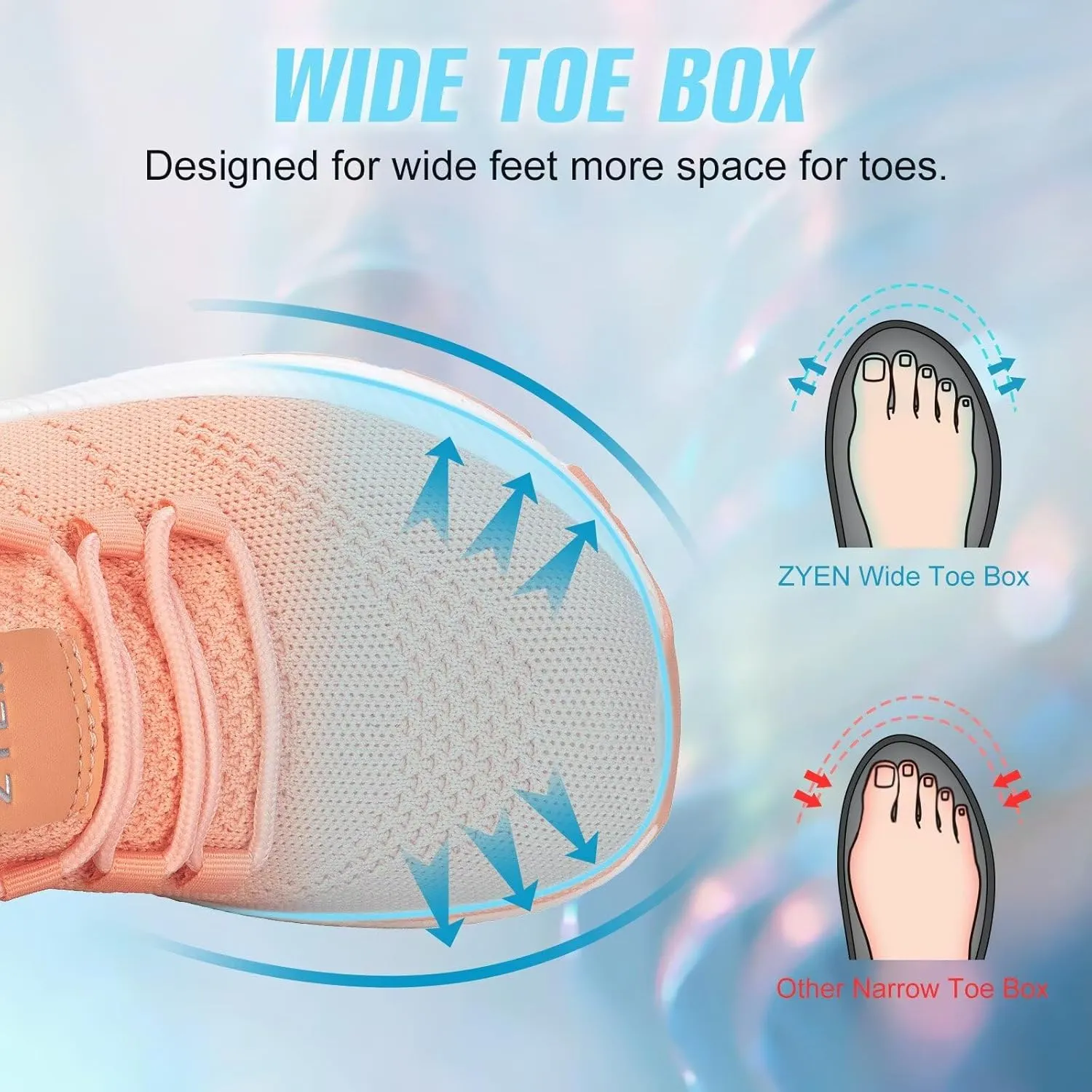 ZYEN Wide Toe Box Shoes Women Non-Slip Ultra Light Running Sneakers Extra Wide Feet Arch Support Walking Shoes Tennis Diabetes Breathable Gym Workouts 6-12